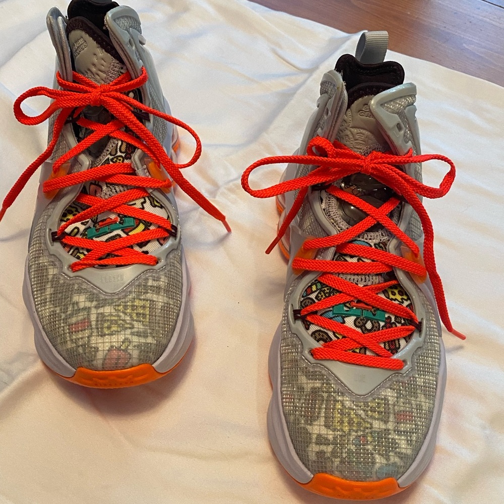 Nike Kids Gray and Orange High-Top Sneakers